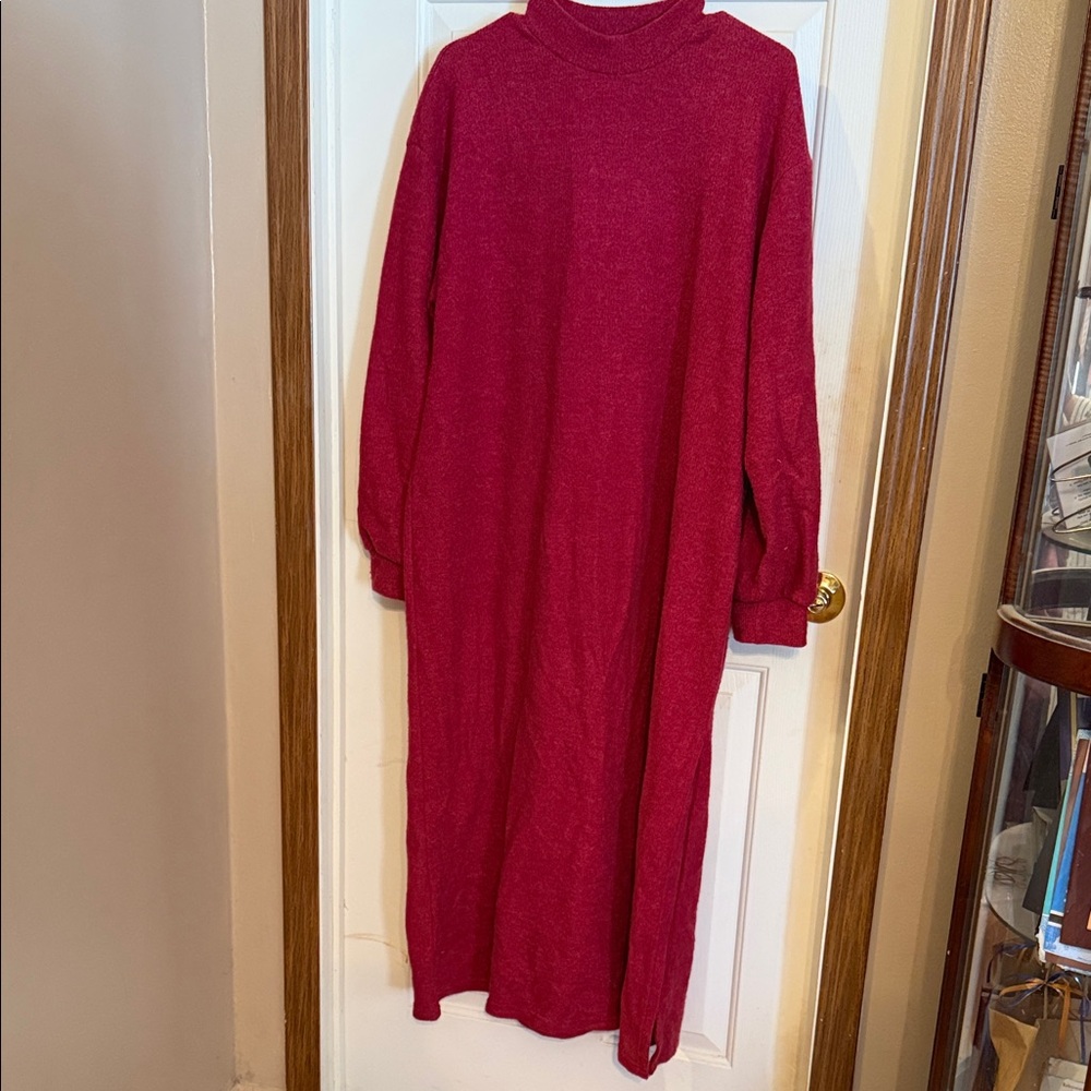 SHEIN Red Long Sleeve Sweater Dress